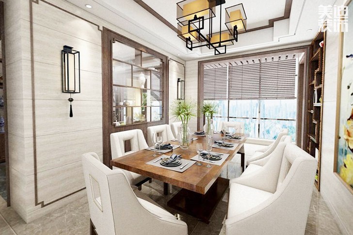 御景東方138㎡新中式裝修效果圖-餐廳