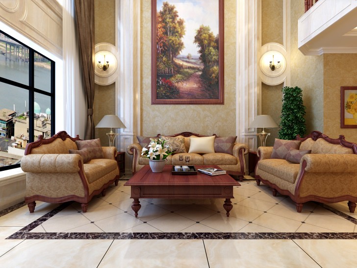 恒大華府復式樓200平新中式效果圖--客廳02