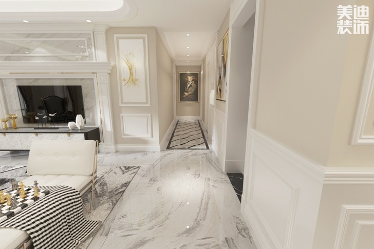 八方小區160平米現代美式輕奢風格案例圖--過道