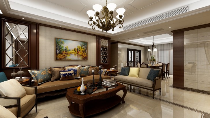 三潤城168平米古典美式風格--客廳