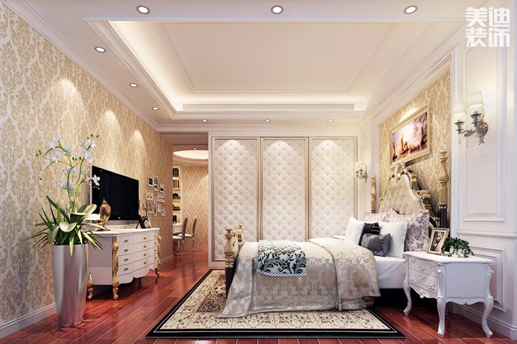 金茂梅溪湖136平方歐式風格案例效果圖--臥室