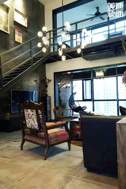 鑫遠御文臺177平米工業風實景圖--客廳