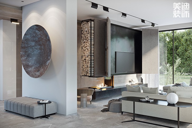 花明樓自建房132平米現(xiàn)代簡約風(fēng)格-客廳