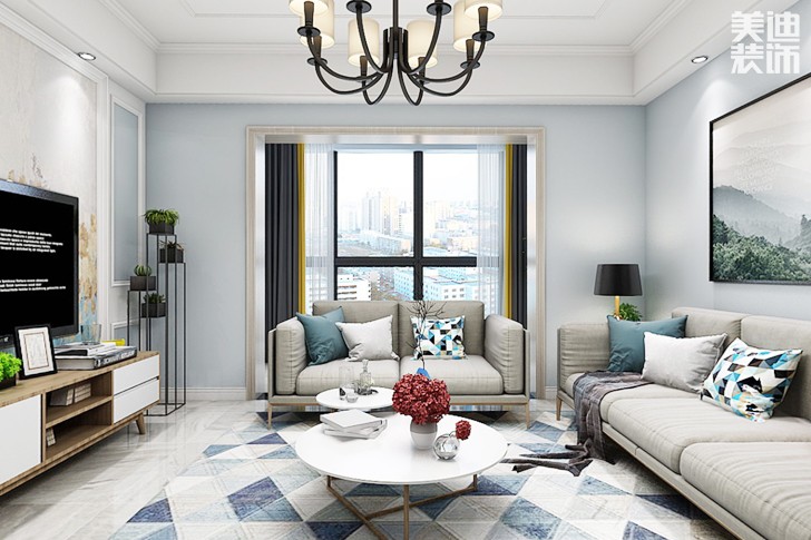 尚格名城110平方米現代風格效果圖--客廳