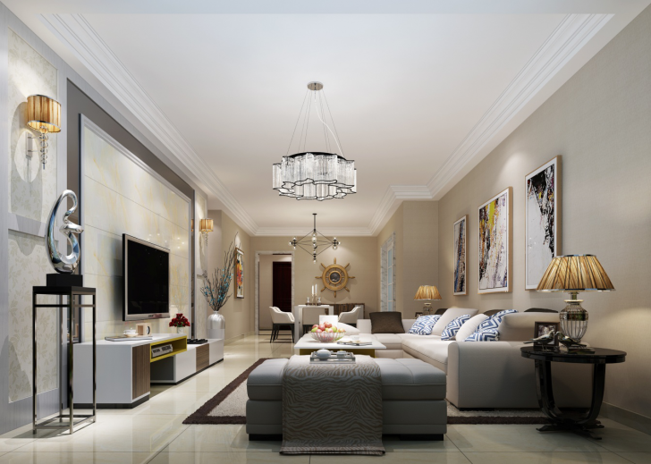 陽光新城150平米小美風格裝修效果圖--客廳