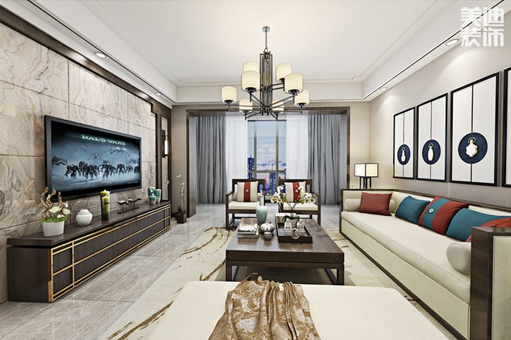 南坪花苑110平現代裝修案例圖--客廳