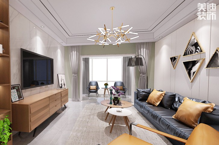 紫竹園124平米現代簡約裝修效果圖--客廳