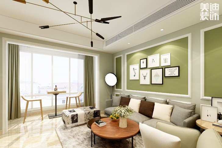 金水灣94平米北歐風格裝修效果圖--客廳