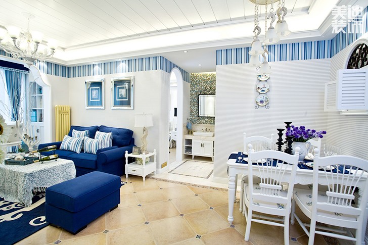 連家居民點130平米地中海裝修風(fēng)格效果圖--餐廳