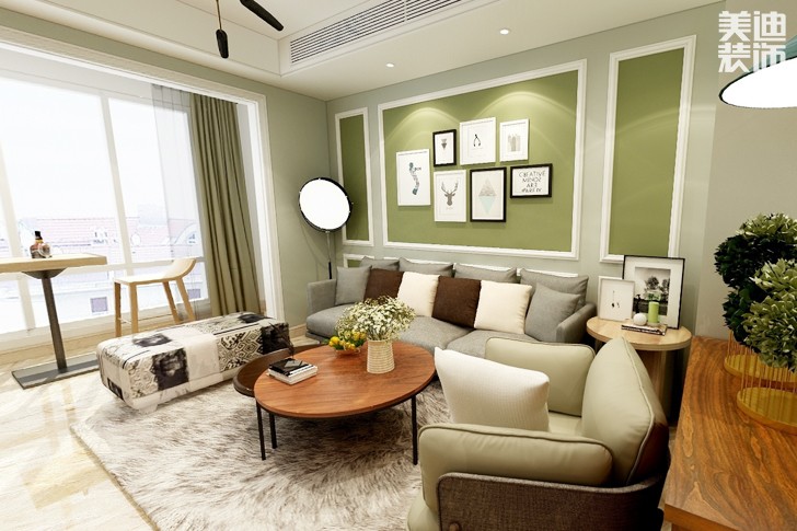 金水灣94平米北歐風格裝修效果圖--客廳