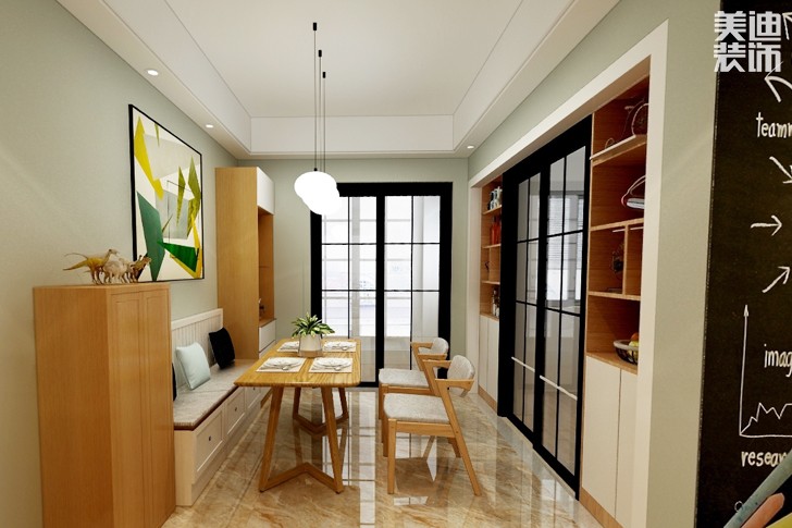 金水灣94平米北歐風格裝修效果圖--餐廳