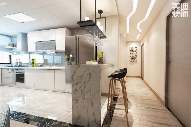 南湖一號140平現代簡約裝修效果圖--廚房