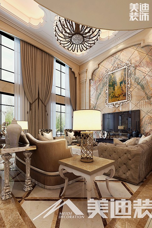 	岳陽縣私人別墅400平歐式裝修風格--一樓客廳