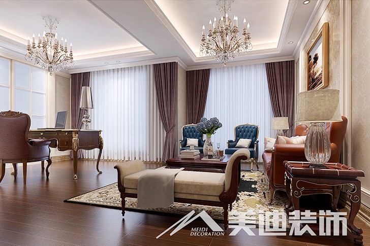 	岳陽縣私人別墅400平歐式裝修風格--三樓書房