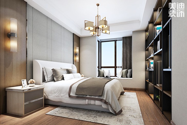 南湖一號140平現代簡約裝修效果圖--主臥室