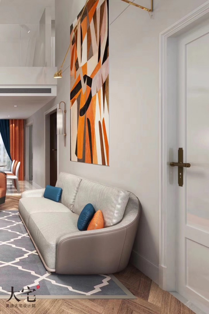 萬境園180平復式現代簡約風格裝修案例實拍圖-客廳