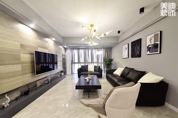 乾源國際115㎡現代簡約裝修案例圖--客廳