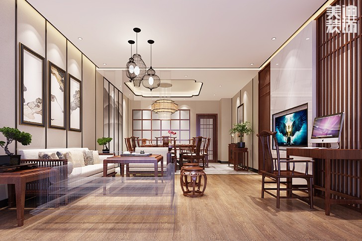 西維咖啡慕茗緣店1800平米新中式風格效果圖--包廂