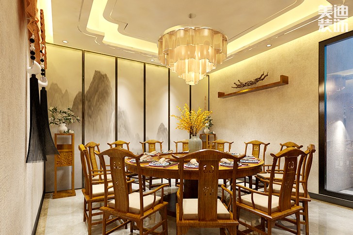 西維咖啡慕茗緣店1800平米新中式風格效果圖--大包餐廳