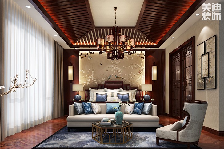 浯溪御園425平中式風格裝修案例圖--主臥