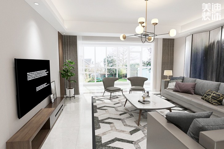 錦華園140平現(xiàn)代風(fēng)格裝修效果圖--客廳