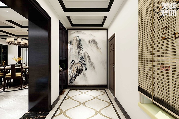 東都怡景128平米新中式風格案例效果圖--過道