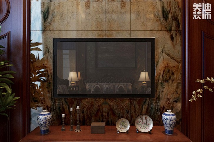 綠地之窗180平米地中海風(fēng)格裝修案例實(shí)拍圖--客廳