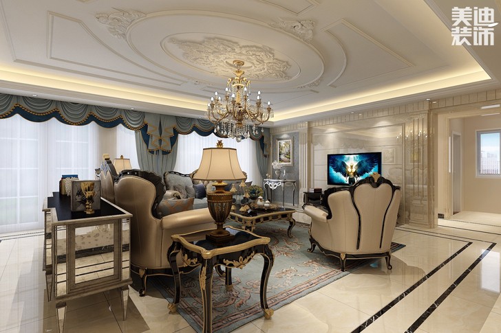 萬科城355平米簡約風格裝修效果圖--客廳