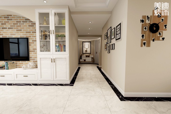 五一大道202135平米簡美風格裝修效果圖--過道