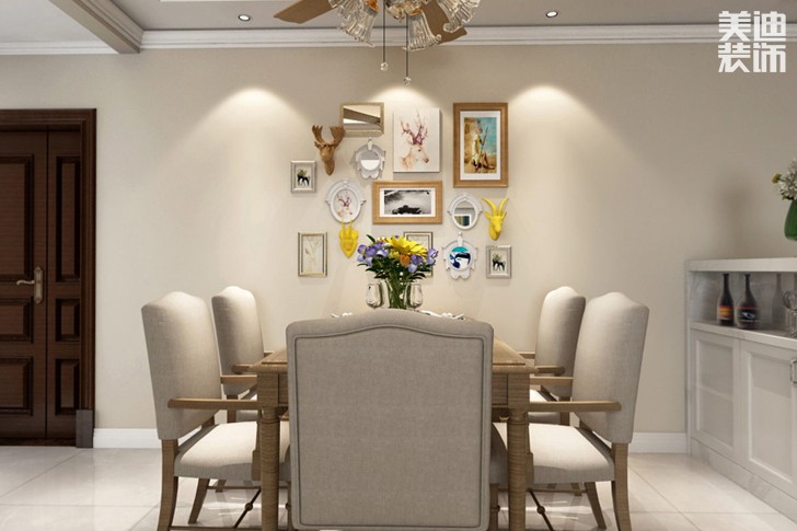 金茂梅溪湖107平米歐式風格裝修效果圖--餐廳