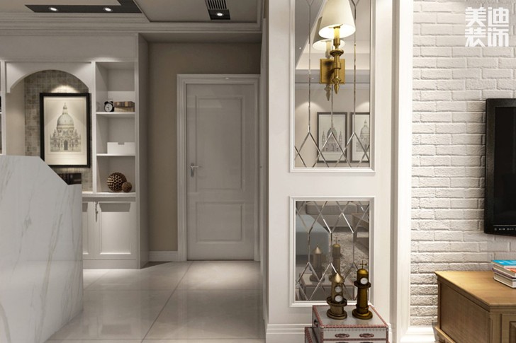金茂梅溪湖107平米歐式風格裝修效果圖--過道