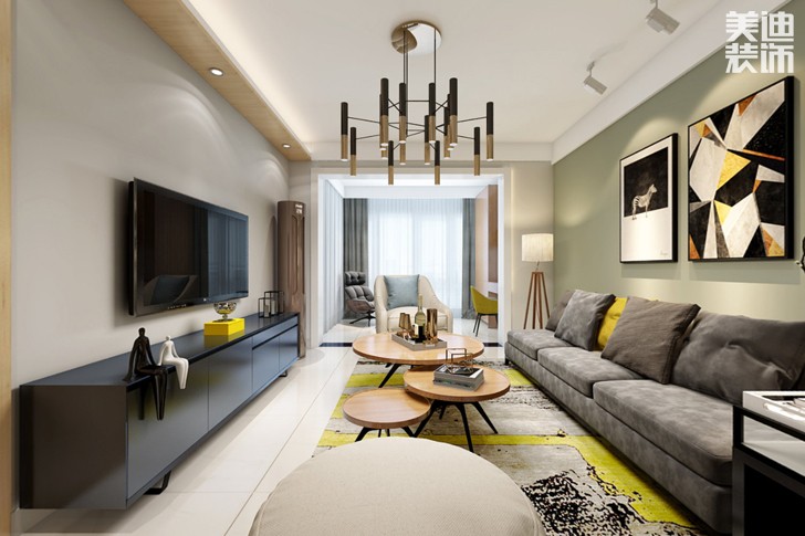 時代傾城87平米現代風格裝修效果圖--客廳