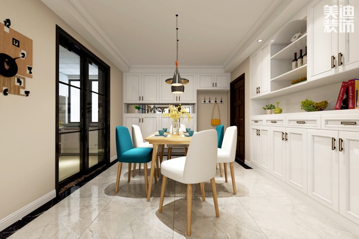 五一大道202135平米簡美風格裝修效果圖--餐廳