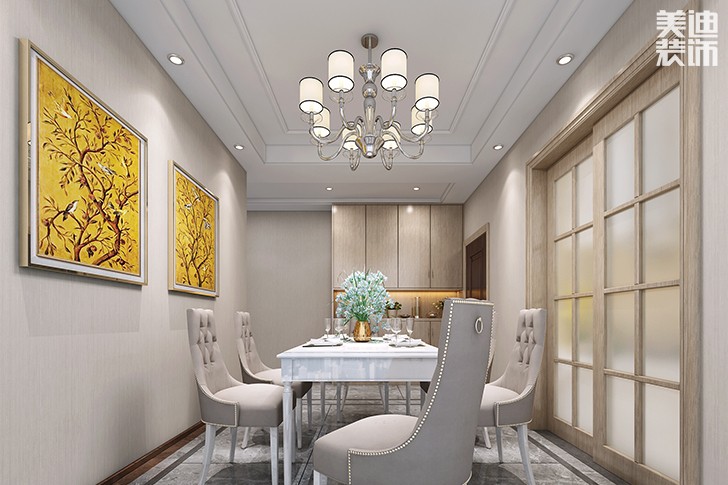 長房云時代120平歐式輕奢風裝修案例效果圖--餐廳