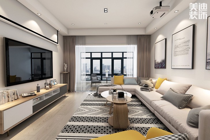 萬象府臺140北歐風格裝修效果圖--客廳