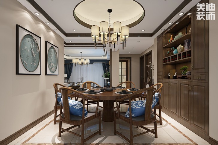 早谷塘小區(qū)125平米中式風(fēng)格裝修效果圖--餐廳