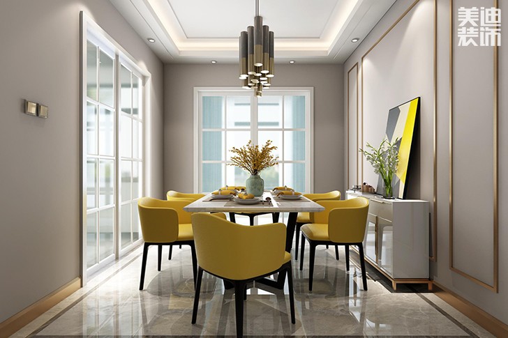 新華聯夢想城109平現代輕奢風裝修案例效果圖--餐廳