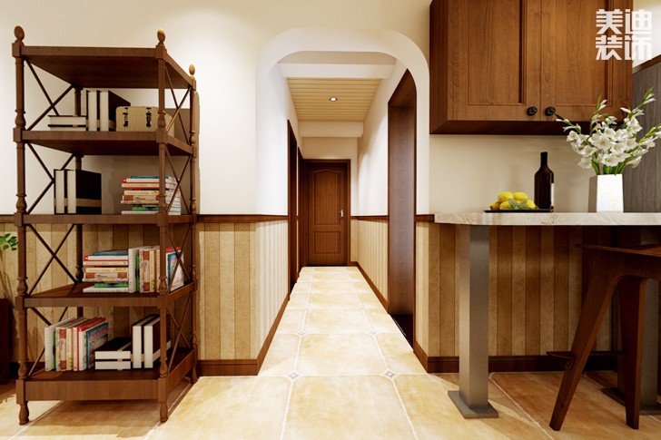 梅溪湖壹號(hào)98平米美式風(fēng)格裝修效果圖--過道