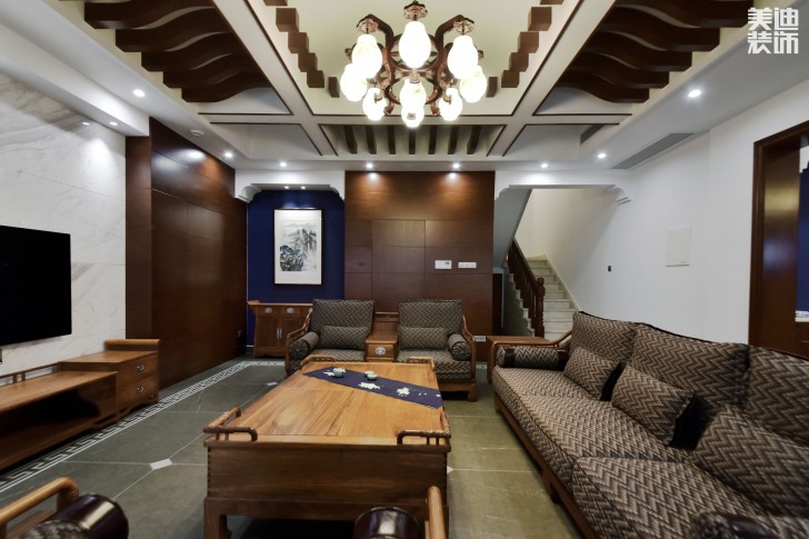 歐萊雅郡480平米中式風(fēng)格裝修案例實拍圖--會客廳