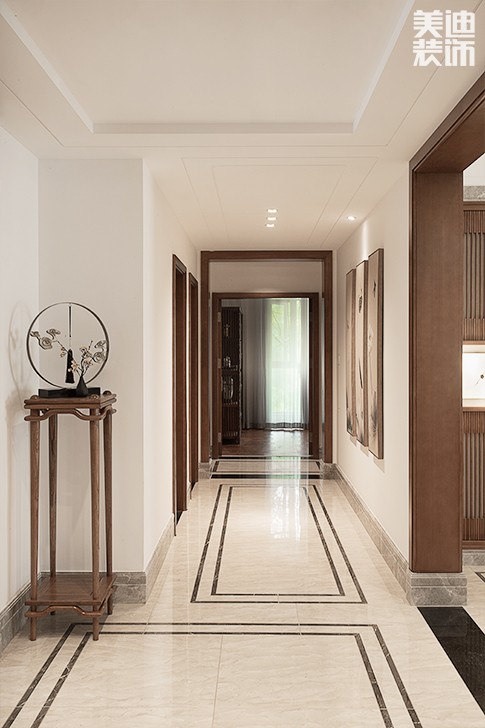 青竹園·曦園 295㎡書香之家，新中式裝修實(shí)拍圖--過(guò)道