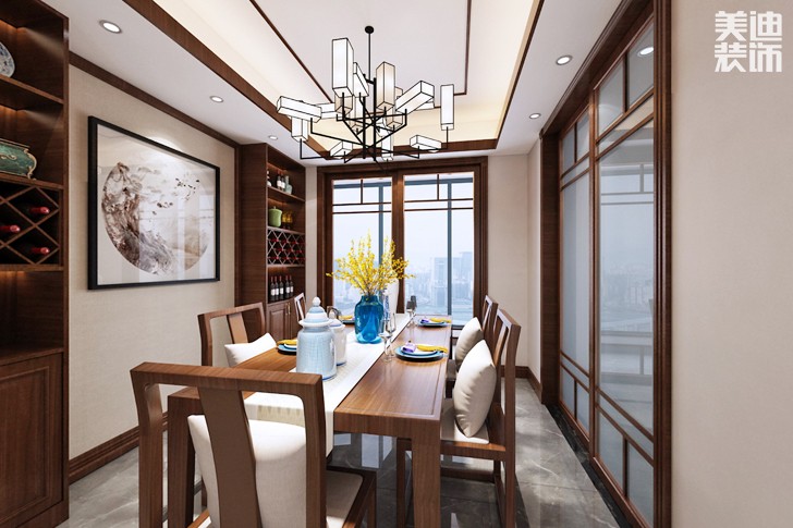 長房云時代130平米新中式風格裝修效果圖--餐廳