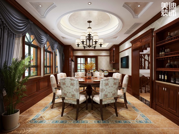 好望谷別墅470平米美式風格裝修案例效果圖--餐廳