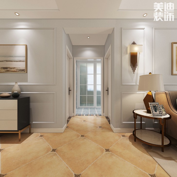 八方小區140平米簡美風格裝修案例效果圖--過道