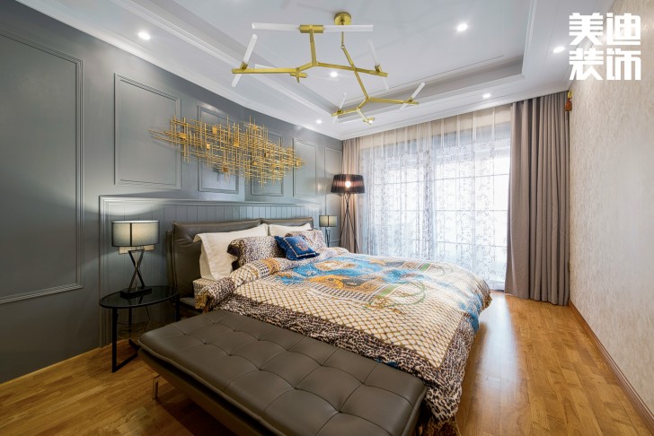北辰定江洋260㎡現代混搭風格裝修案例實拍圖-臥室