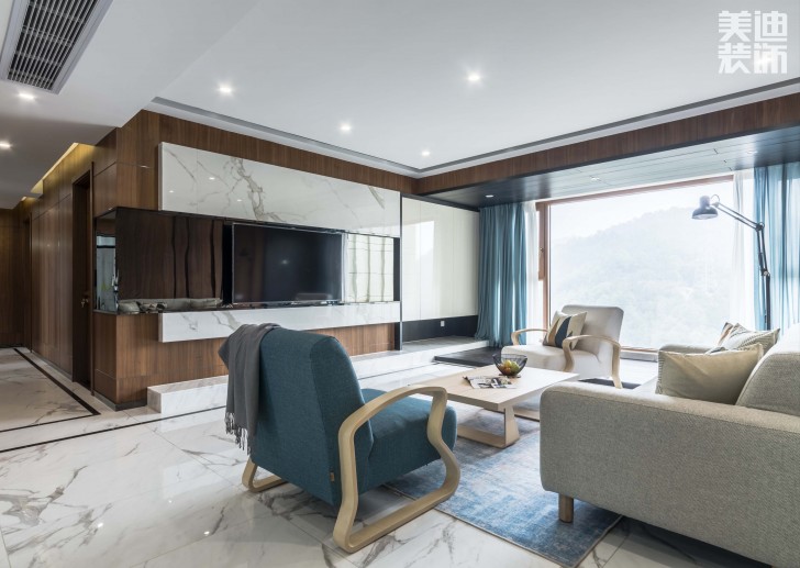 云頂梅溪湖160㎡現(xiàn)代簡(jiǎn)約風(fēng)格裝修案例實(shí)拍圖--客廳