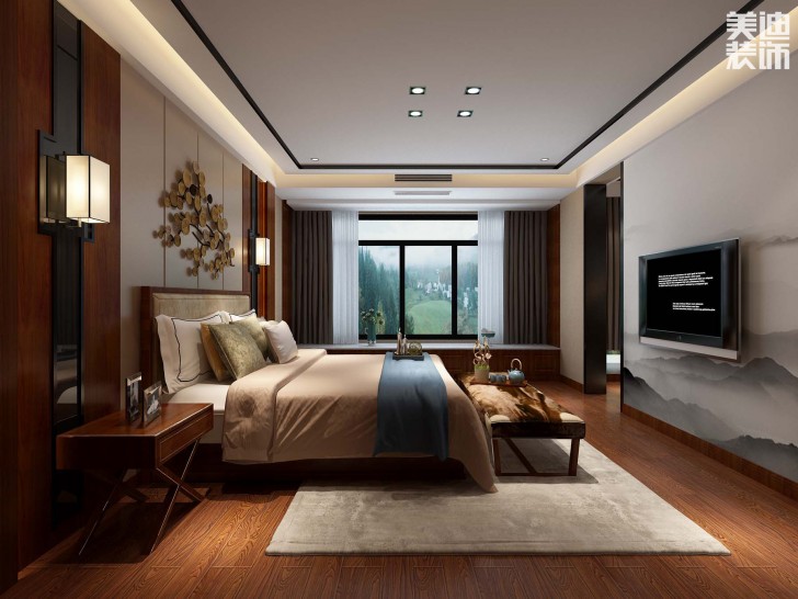 海倫春天460平米中式風格案例效果圖--臥室