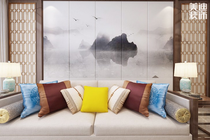 南山蘇迪亞諾500平米新中式風格裝修案例效果圖--客廳