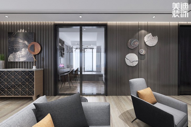 建發中央悅府140現代風格裝修案例效果圖--客廳