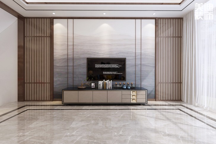 南山蘇迪亞諾500平米新中式風格裝修案例效果圖--客廳