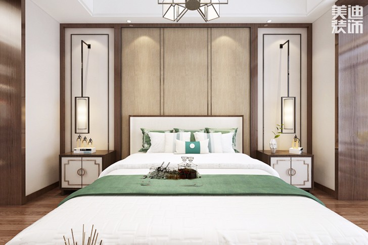 南山蘇迪亞諾500平米新中式風格裝修案例效果圖--臥室